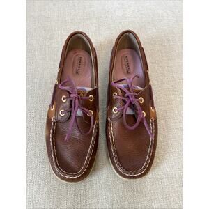 Sperry Top-Sider Brown/Pink Plaid Bluefish Leather Boat Shoe Womens 8.5